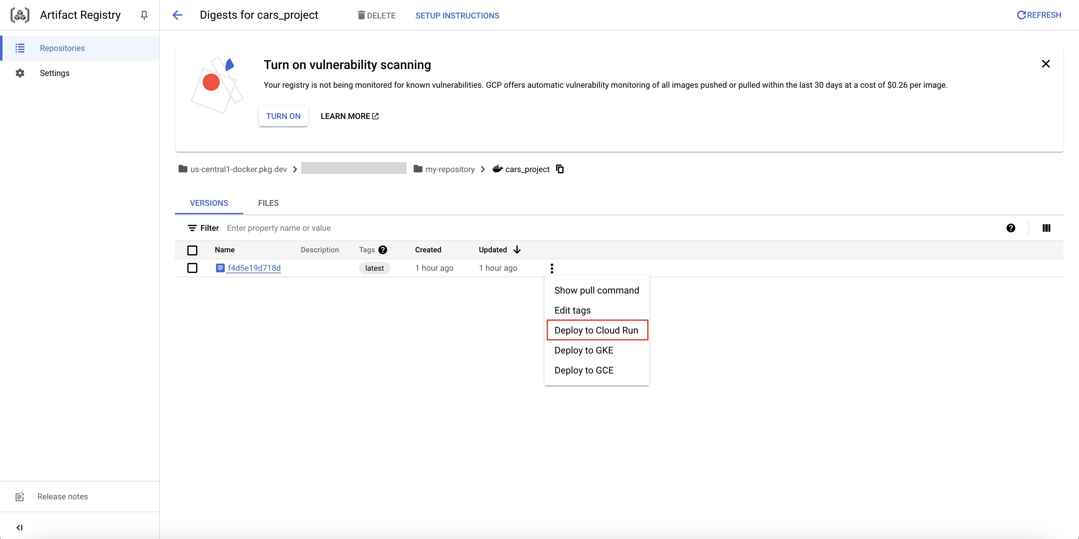 Deploy image to Cloud Run