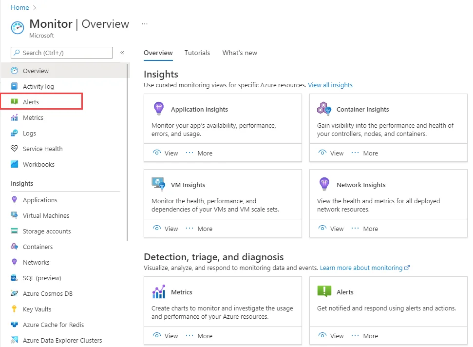 Alerts Page ~ Image ~ Azure Docs